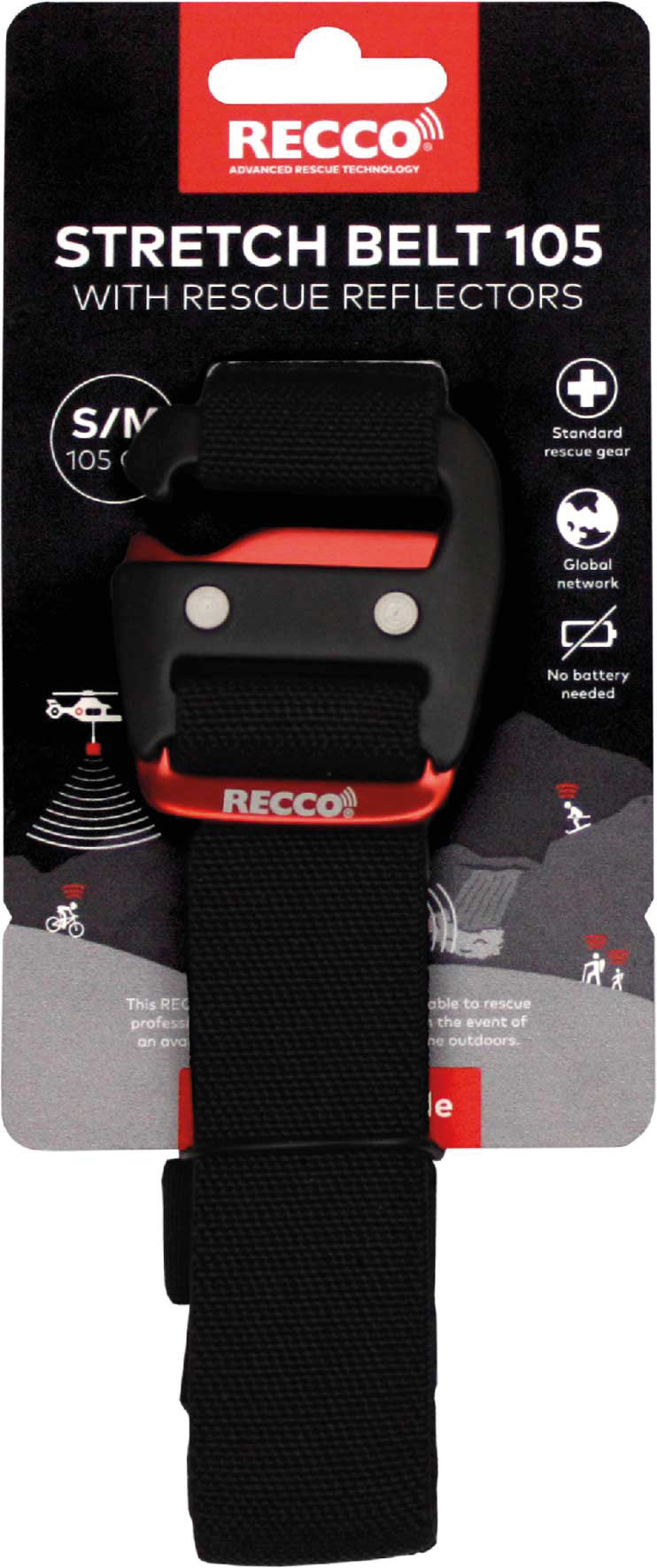 RECCO Rettungs Reflektor Gürtel Stretch: S – M (66-105 cm) mit 2 Reflektoren  : : Sport & Freizeit